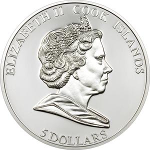Cook Islands / Five Dollars Silver 2009 Giant Anteater - obverse photo
