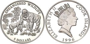 Cook Islands / Silver Ounce 1996 Gorilla - obverse photo