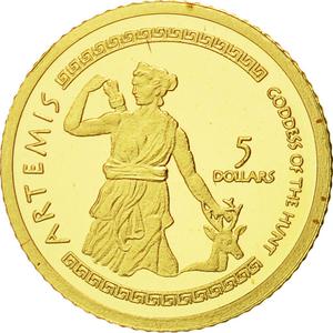 Cook Islands / Five Dollars Gold 2009 Artemis - reverse photo