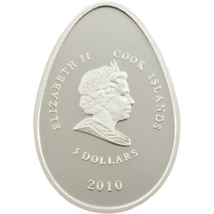Cook Islands / Five Dollars Silver 2010 Imperial Egg in Yellow - obverse photo
