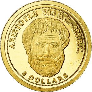 Cook Islands / Five Dollars Gold 2008 Aristotle - reverse photo