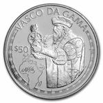 Fifty Dollars Silver 1988 Great Explorers - Vasco da Gama: Photo Coin, Cook Islands, Fifty Dollars Silver 1988 Great Explorers - Vasco da Gama / thumbnail
