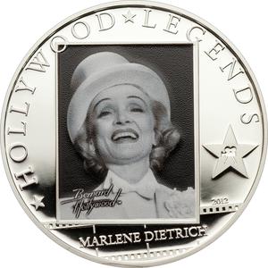 Cook Islands / Five Dollars Silver 2012 Marlene Dietrich - reverse photo