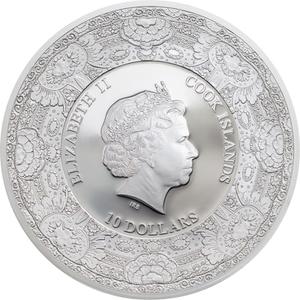 Cook Islands / Fifty Grams Silver 2017 Royal Delft - Peacock - obverse photo