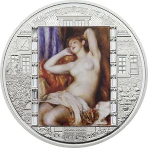 Cook Islands / Silver Three Ounces 2012 Auguste Renoir - Sleeping Bather - reverse photo