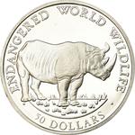 Fifty Dollars 1990 Black Rhinoceros: Photo Coin, Cook Islands, Fifty Dollars 1990 Black Rhinoceros / thumbnail