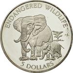 Five Dollars 1995 Elephants: Photo Coin, Cook Islands, Five Dollars 1995 Elephants / thumbnail