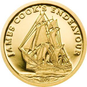 Cook Islands / Ten Dollars Gold 2009 James Cook's Endeavour - reverse photo