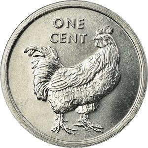 Cook Islands / One Cent 2003 Rooster - reverse photo
