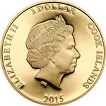 Cook Islands / One Dollar 2015 Ctyrlistek / Gilded - obverse photo