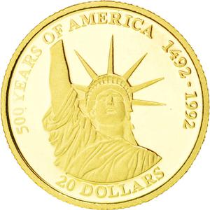 Cook Islands / Twenty Dollars Gold 1995 America - reverse photo