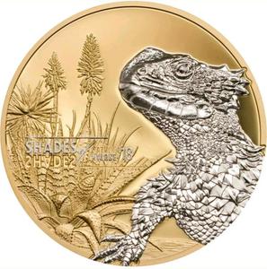 Cook Islands / Silver Twenty-five Grams 2018 Sungazer Lizard - reverse photo