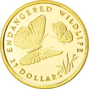 Cook Islands / Twenty-Five Dollars Gold 1992 Butterflies - reverse photo