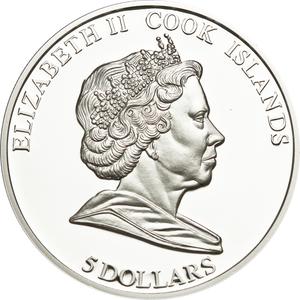 Cook Islands / Five Dollars Silver 2010 Journey to Great Britain - obverse photo