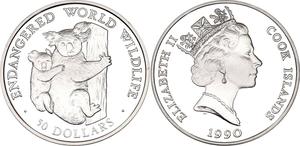 Cook Islands / Fifty Dollars Silver 1990 Koala - obverse photo