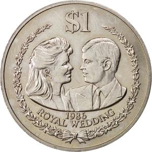Cook Islands / One Dollar 1986 Royal Wedding - reverse photo