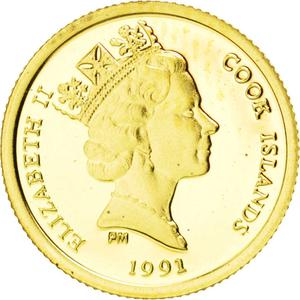 Cook Islands / Twenty-Five Dollars Gold 1991 Hummingbird - obverse photo