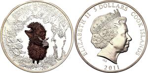 Cook Islands / Silver Ounce 2011 Hedgehog in the Fog - obverse photo