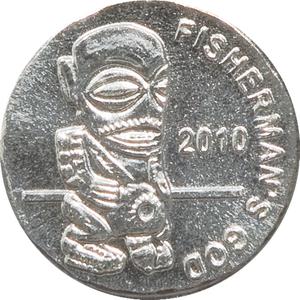 Cook Islands / Two Dollars Platinum 2010 Fisherman's God - reverse photo