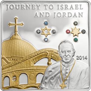 Cook Islands / Five Dollars Silver 2014 Pope Journey to Israel and Jordan - reverse photo