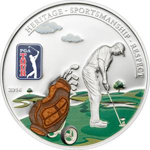 Cook Islands / Five Dollars Silver 2014 PGA Tour - Golf Bag - reverse photo
