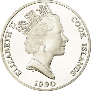 Cook Islands / Fifty Dollars 1990 Whooping Crane - obverse photo