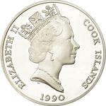 Fifty Dollars 1990 Whooping Crane: Photo Coin, Cook Islands, Fifty Dollars 1990 Whooping Crane / thumbnail