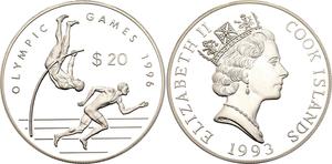 Cook Islands / Silver Ounce 1993 Olympic Games - Pole Vaulter and Runner - obverse photo