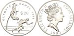 Silver Ounce 1993 Olympic Games - Pole Vaulter and Runner: Photo Coin, Cook Islands, Silver Ounce 1993 Olympic Games - Pole Vaulter and Runner / thumbnail