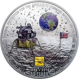 Cook Islands / Silver Three Ounces 2019 Apollo 11 - 50 Years Moon Landing - reverse photo