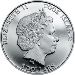 Cook Islands / Five Dollars Silver 2015 Rainbow Lorikeet - obverse photo