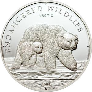 Cook Islands / Five Dollars Silver 2008 Ice Bears - reverse photo