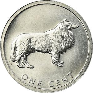 Cook Islands / One Cent 2003 Collie Dog - reverse photo