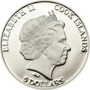 Cook Islands / Five Dollars Silver 2014 Rapa Nui Moai - obverse photo
