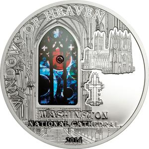Cook Islands / Silver Fifty Grams 2014 Windows of Heaven - Washington National Cathedral - reverse photo