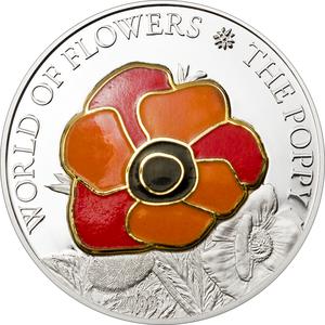 Cook Islands / Five Dollars Silver 2009 World of Flowers - Poppy - reverse photo