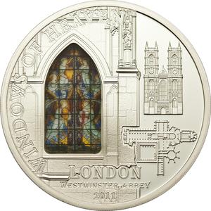Cook Islands / Silver Fifty Grams 2011 Windows of Heaven - Westminster Abbey - reverse photo