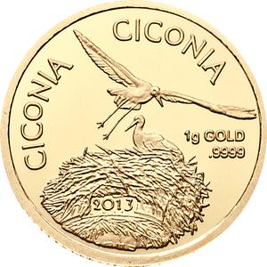 Cook Islands / Gold Gram 2013 Ciconia Ciconia - reverse photo