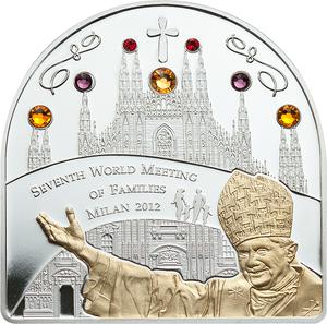 Cook Islands / Five Dollars Silver 2012 Milan World Meeting of Families - reverse photo