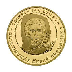 Czech Republic / Ten Ducats 2009 Art Nouveau - reverse photo