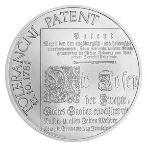Czech Republic / Silver Ten Ounces 2021 Patent of Toleration - obverse photo