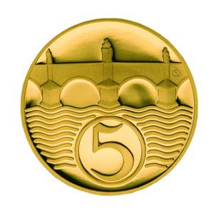 Czech Republic / Five Haleru 1924 Gold Replica - reverse photo