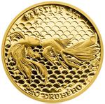 Czech Republic / Silver Ten Grams 2014 Gold Fish For Luck / Gold Plated Proof - reverse photo