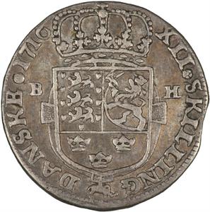 Denmark / Twelve Skilling 1716 - reverse photo