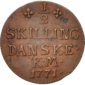 Denmark / Half Skilling 1771 - reverse photo