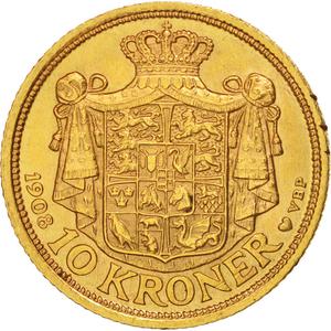 Denmark / Ten Kroner 1908 - reverse photo