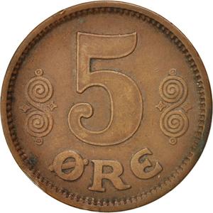 Denmark / Five Ore 1913 - reverse photo