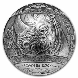 Djibouti / Silver Kilo 2022 Big Five Africa - Rhino - reverse photo