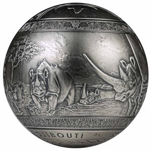 Djibouti / Silver Kilo 2022 Rhinoceros - reverse photo