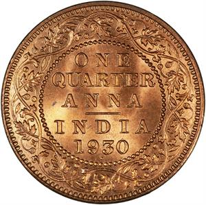 India, Empire of (British Raj) / Quarter Anna 1930 - reverse photo